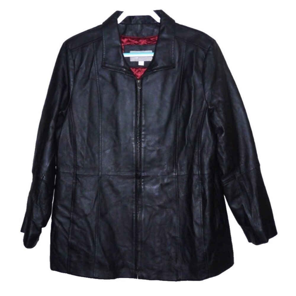 CROFT & BARROW black leather jacket polyester quilted lining Women's size XL